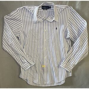 Ralph Lauren Collared Striped Button Down Casual Formal Work Office Size L